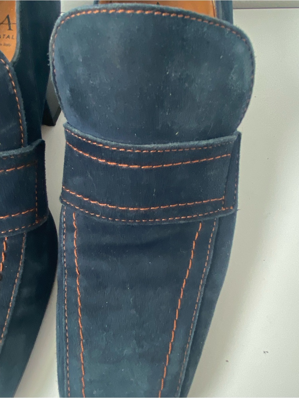 Aquatalia 7.5 Navy Suede Penny Loafers - Picture 9 of 10